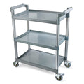 New Star Foodservice 54538 250-Pound Plastic 3-Tier Utility Bus Cart with Locking Casters, 32" x 16" x 38", Black