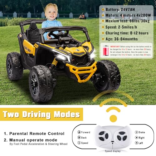 SOAR 24V Ride On UTV for Kids, 2 Seats Remote Control, Orange P95209