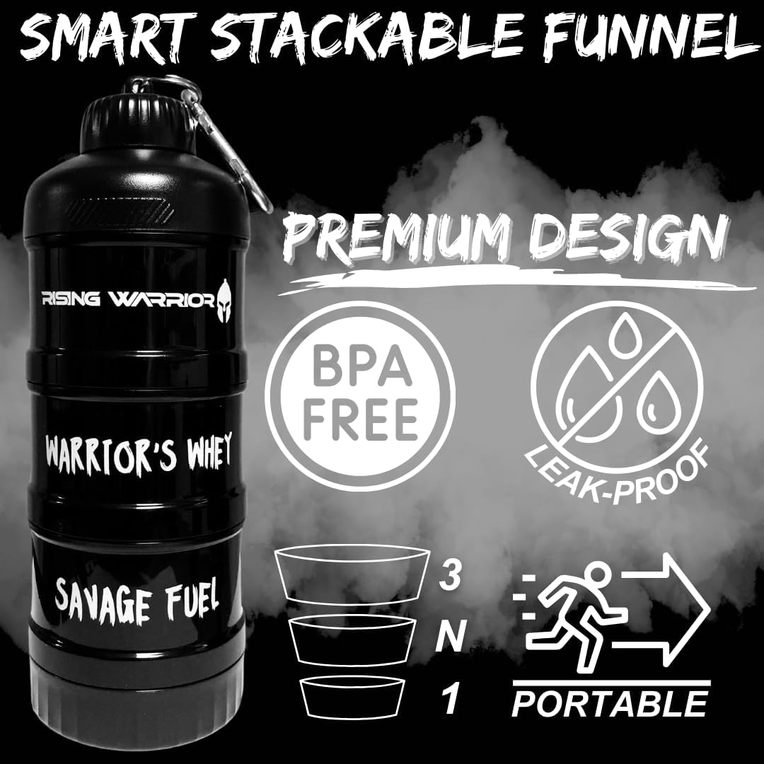 Portable Protein Powder Stackable Container with Top Cap Funnel L205