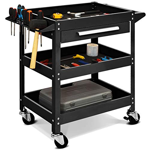 Goplus 3 Tier Rolling Tool Cart with Storage Drawer, 330 LBS Capacity N429792