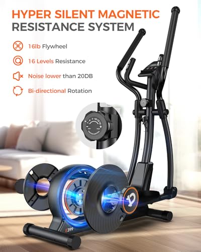 pooboo Elliptical Machine with 16-Level Resistance and LCD Monitor N448672