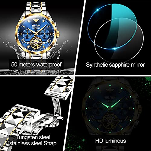 OUPINKE Mens Automatic Skeleton Tourbillon Sapphire Crystal Watch B46726
