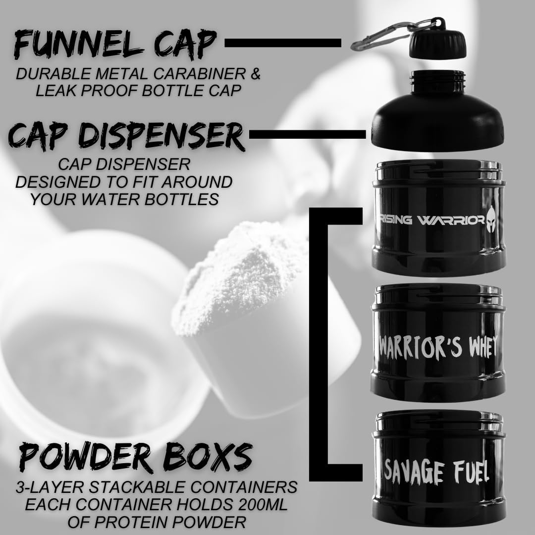 Portable Protein Powder Stackable Container with Top Cap Funnel L205