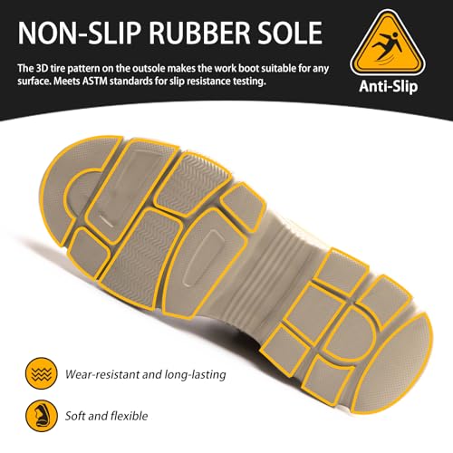 Nasogetch Waterproof Steel Toe Work Boots for Men Women T14513