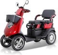 Two Seater Mobility Scooters for Seniors & Adults 500lbs Capacity - Heavy Duty Electric Powered Mobility Device - Double Seat Mobility Scooter for Travel, Elderly w/Remote Key- Red