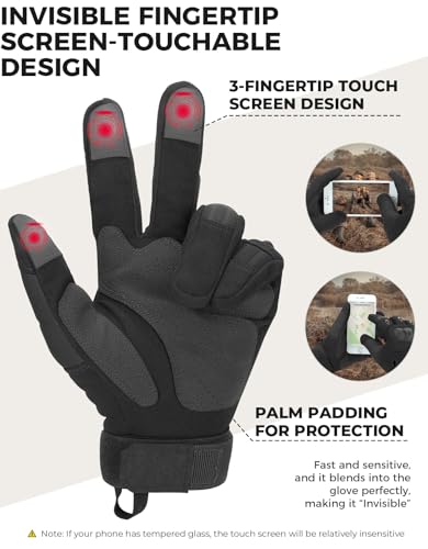 KEMIMOTO Tactical Gloves for Men, Touchscreen Motorcycle Gloves with Hard Shell & Palm Padding E190