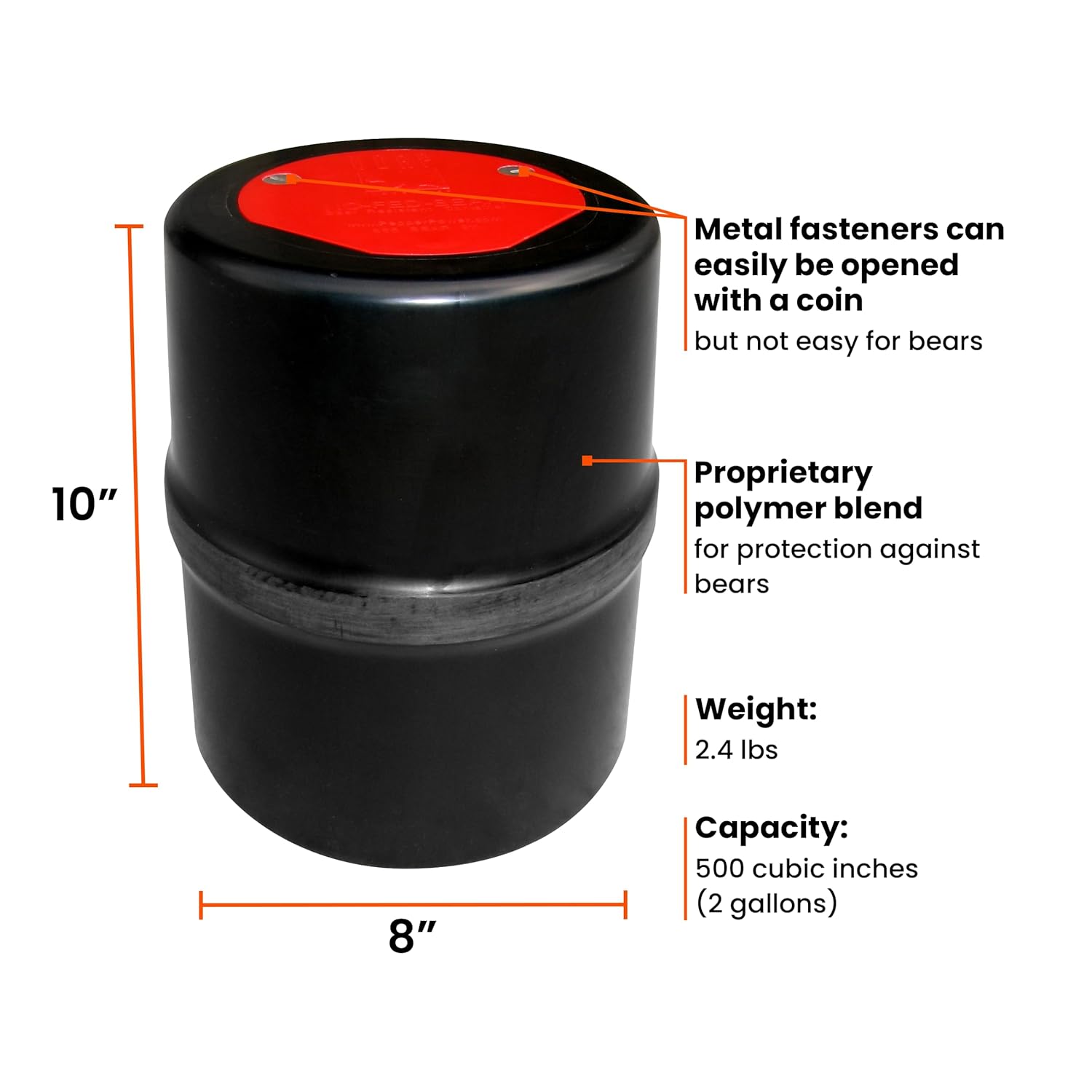 UDAP Bear Resistant Canister 2 Gallons, Hiking Camping Food Storage T4656