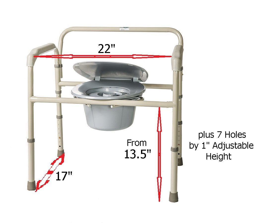 HEALTHLINE Heavy Duty Bariatric Commode Chair, Wide, 650 lbs, Gray C1550