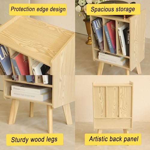 AWASEN Record Player Stand with Vinyl Storage, 3 Tier Wood End Table I40920
