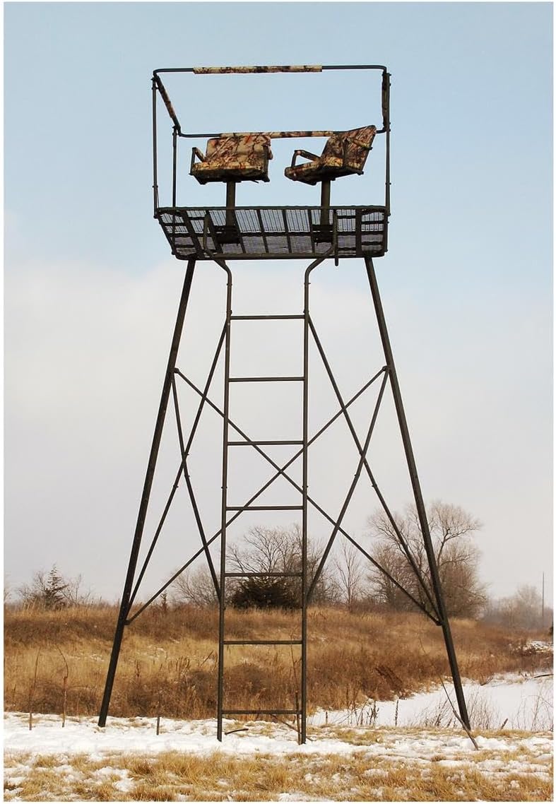 Guide Gear 12' Hunting Climbing Tree Stand Tower with Ladder, 2 Person S2426