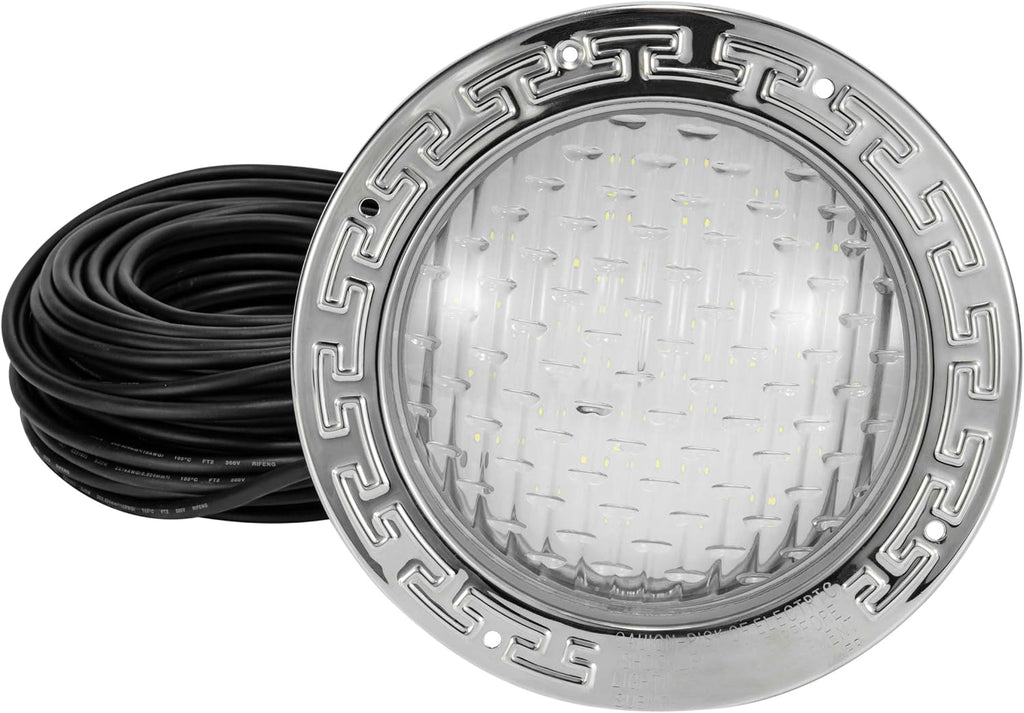 HQUA PN01 120V AC LED Inground Pool Light, 10 Inch 35W 3000lm (300W Incandescent Equivalent), with 100 Feet Cord, Transformer Included, 6500k Cool White, UL Listed, Fit for 10" Standard Wet Niches.