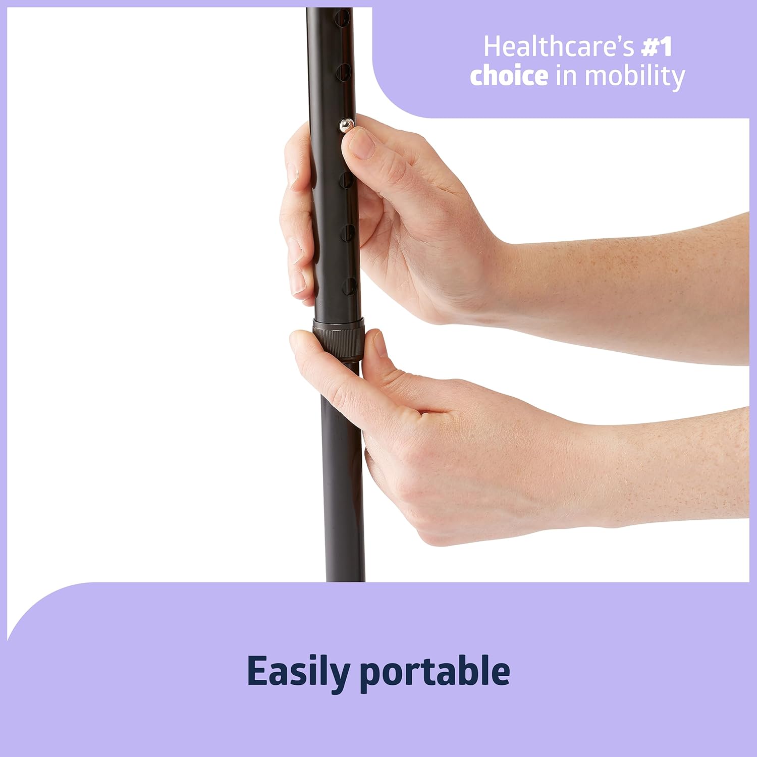 Medline Aluminum Offset Walking Cane, Lightweight, Black T51522
