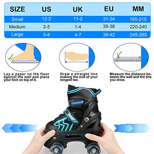 Adjustable Kids Roller Skates with Light Up Wheels for Boys Girls Q9433