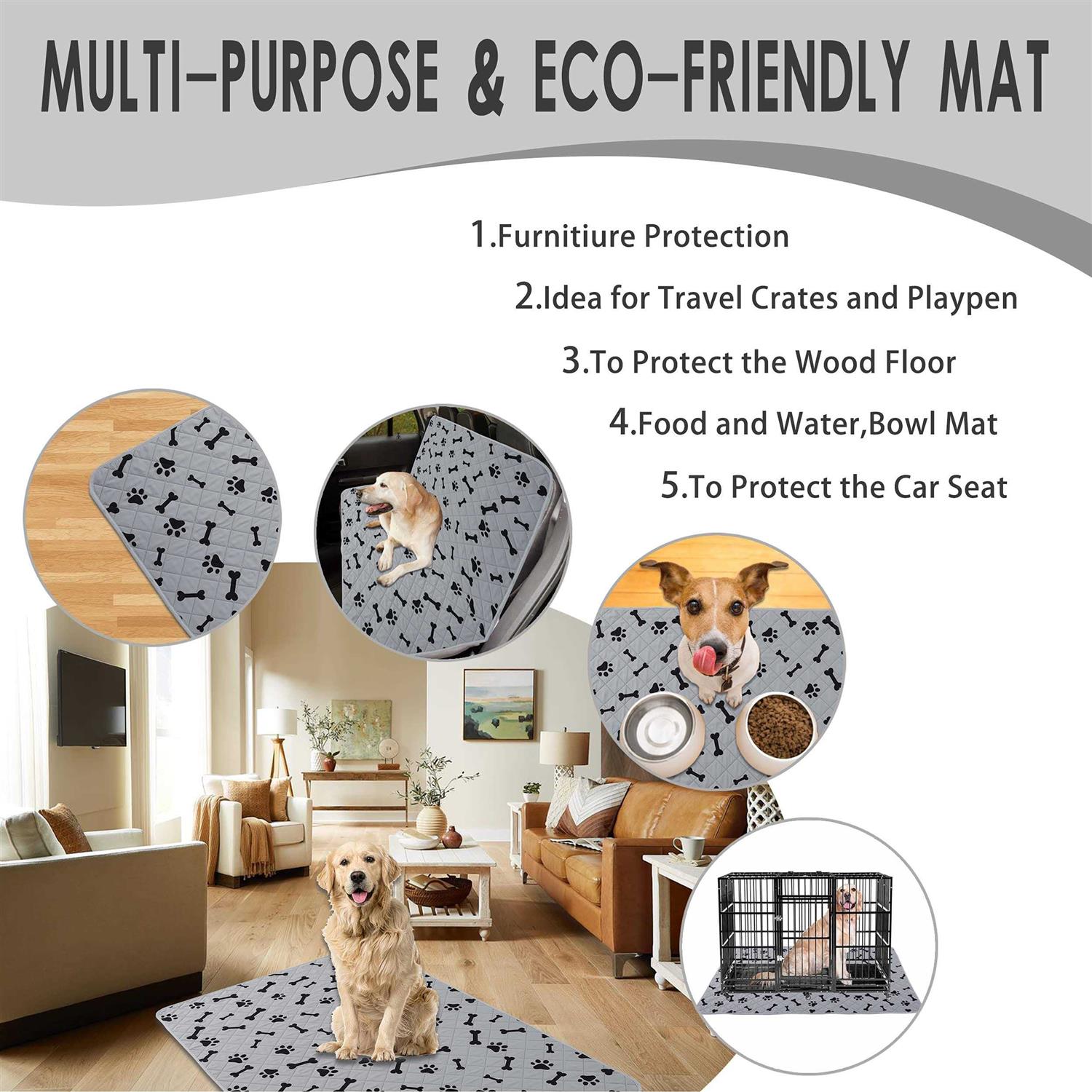 nanbowang Washable Non-Slip Dog Crate Pee Pads for Small Dogs E7544