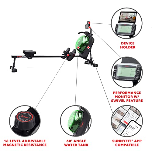 Sunny Health & Fitness Elite Water Rowing Machine T4389