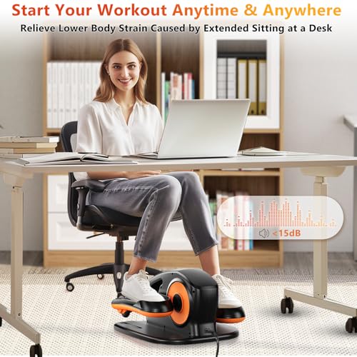 Under Desk Elliptical Machine with Remote, 15 Speeds, Portable Leg Exerciser for Seniors G6270