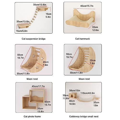 Solid Wood Wall-Mounted Cat Climbing Frame Set N398