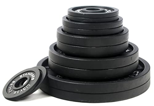 Olympic Cast Iron Weight Plates for Strength Training, Multiple Sizes S1890