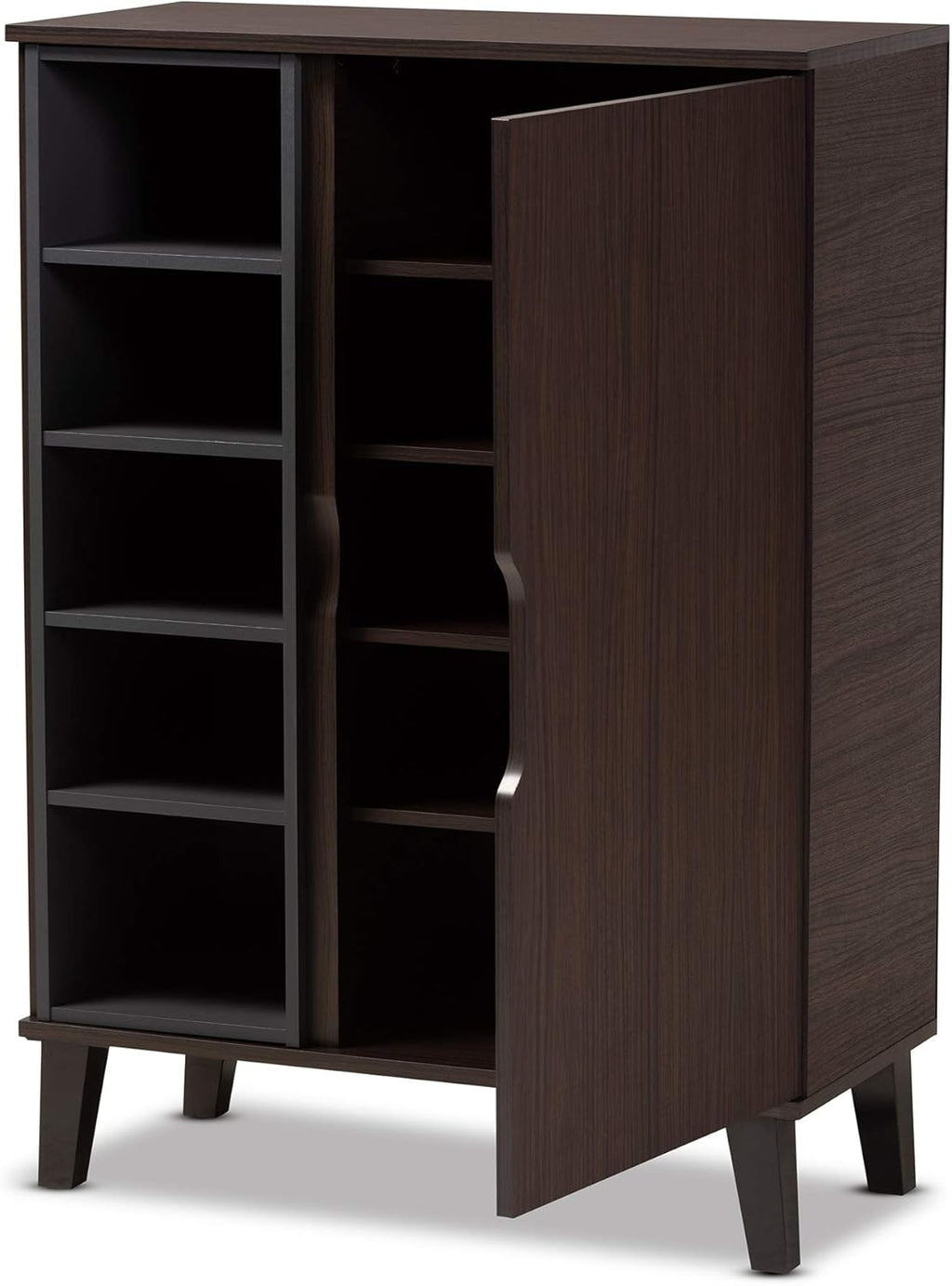 Baxton Studio Shoe Rack, Dark Brown/Grey K8401