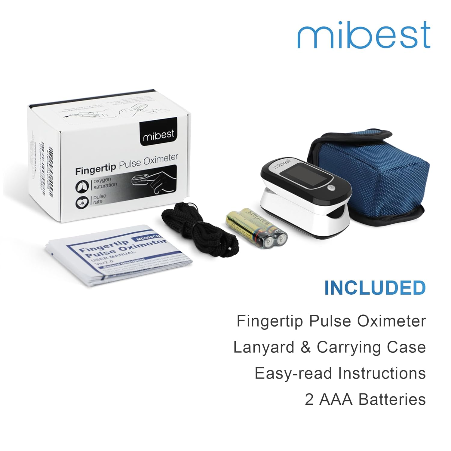 Mibest Bluetooth Pulse Oximeter with App for iOS & Android D9944