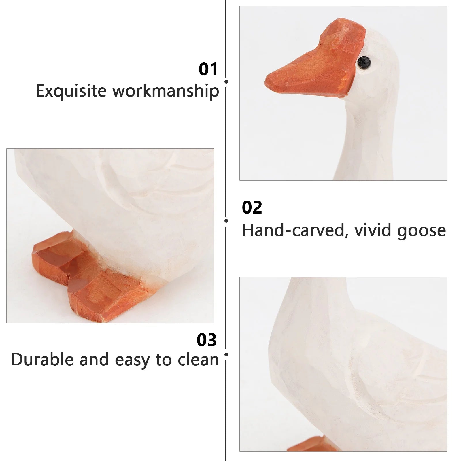 Wooden Goose Mini Animal Carving Ornaments Home Decor 11x6cm V122812