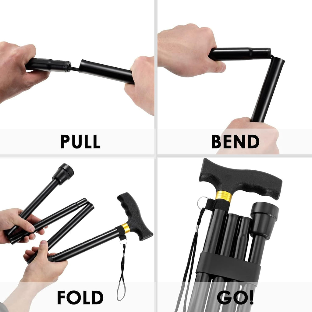 Oulisen Walking Cane for Men and Women, 5-Level Adjustable Folding Cane B6532