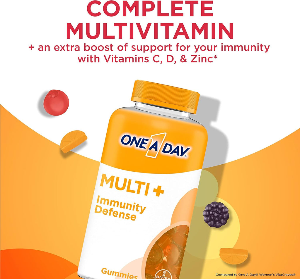 ONE A DAY Multi+ Immune Support Gummies, Multivitamin with Vitamins C, D, E, A & Zinc, 120 Count X595