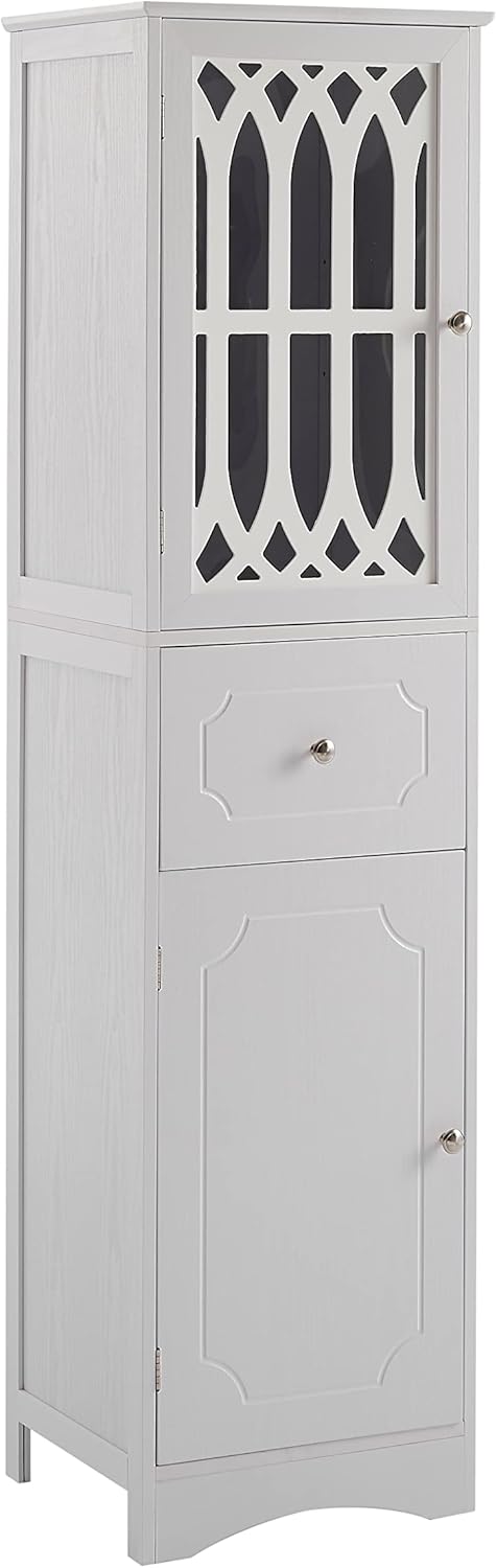 Merax Tall Bathroom Storage Cabinet with Adjustable Shelf and 2 Doors, White L374