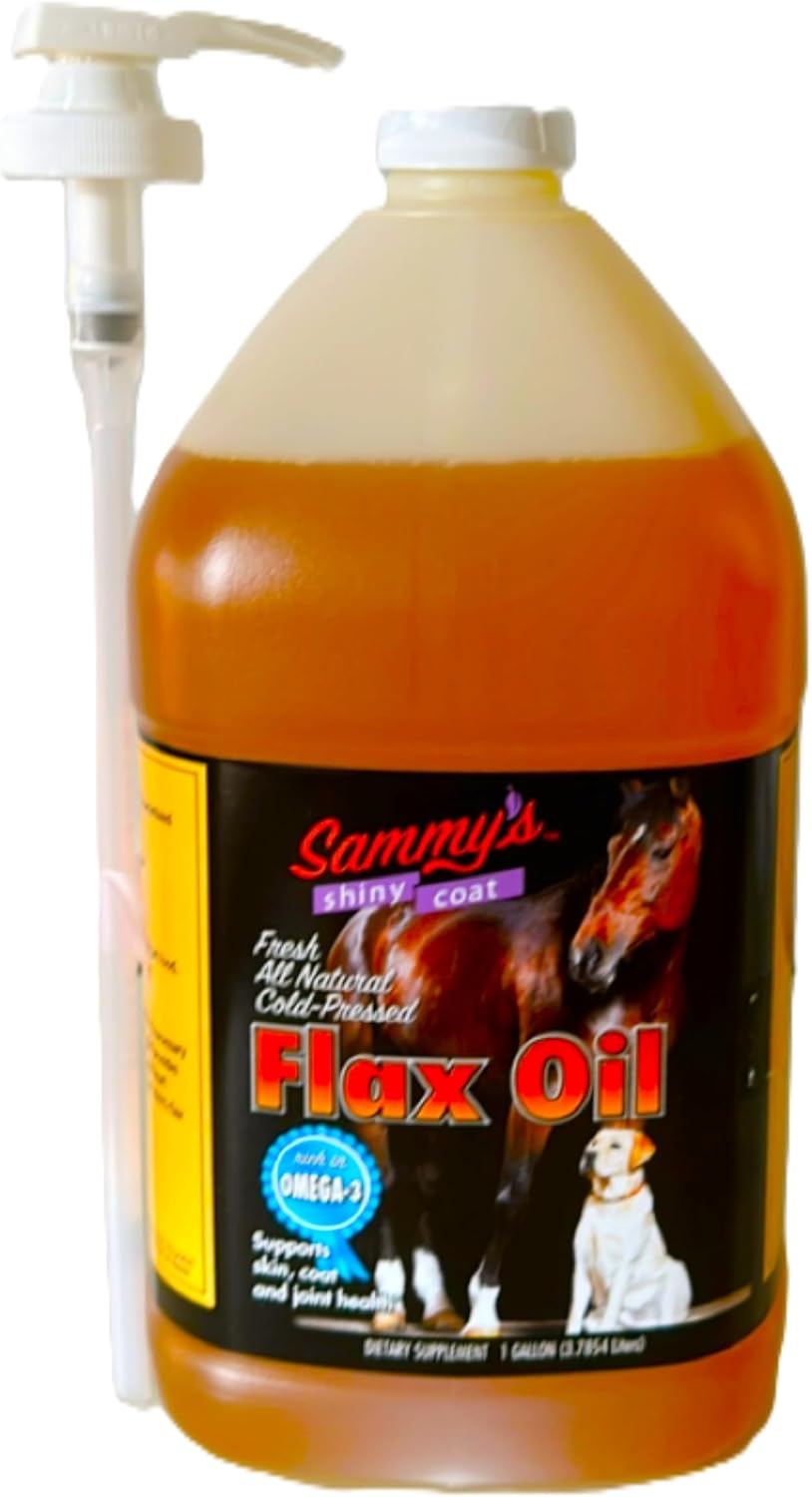 Sammy's Shiny Coat Flax Oil for Horses, Pure Flaxseed Oil Supplement, 1 Gallon Y260843