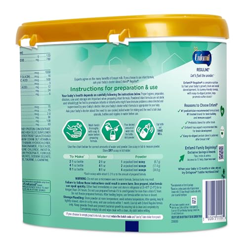 Enfamil Reguline Baby Formula, Milk-Based Infant Nutrition, Dual Prebiotics, 19.5 Oz A4296
