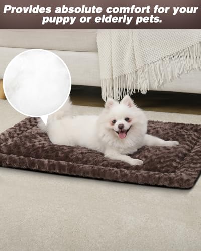 Washable Dog Bed Mat Ultra Soft Crate Pad for Large Dogs, 41 x 27 Inch, Gray K707024