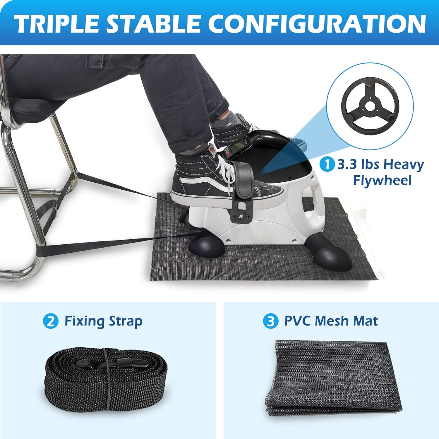 TABEKE Under Desk Bike Pedal Exerciser for Arm and Leg Exercise with LCD Display E71810