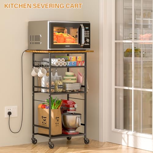 Rolling Kitchen Microwave Cart with Adjustable Shelf, 3 Tier Storage Rack on Wheels K20617