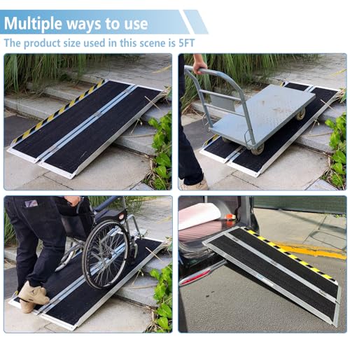 Portable Wheelchair Ramp 3FT, Non-Slip Folding Aluminum for Steps & Doorways F481682