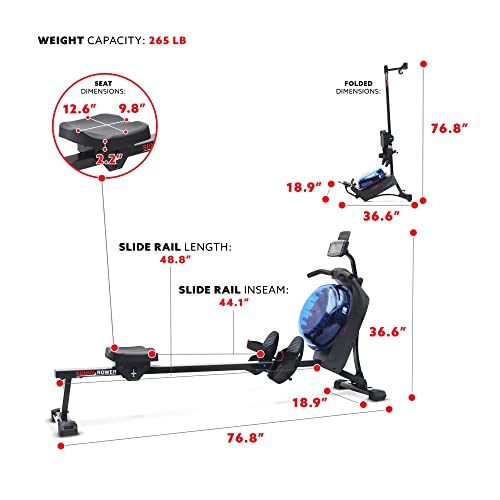 Sunny Health & Fitness Elite Water Rowing Machine T4389
