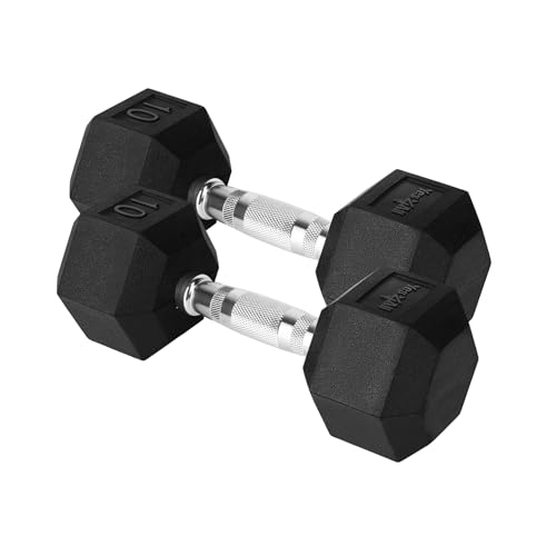 Yes4All Chrome Grip Encased Hex Dumbbells 10-30 LBS Pair Z83496