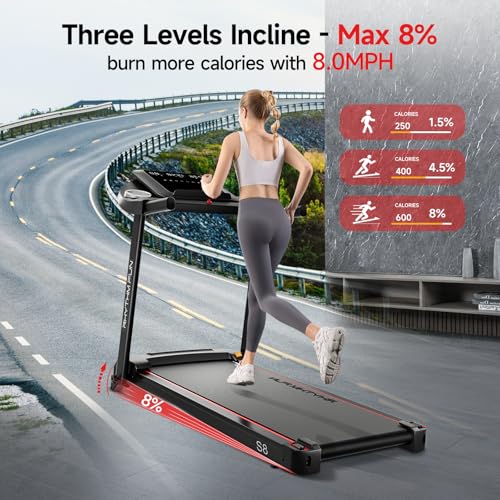 RHYTHM FUN 8.0 MPH Foldable Treadmill with Incline for Home C527959