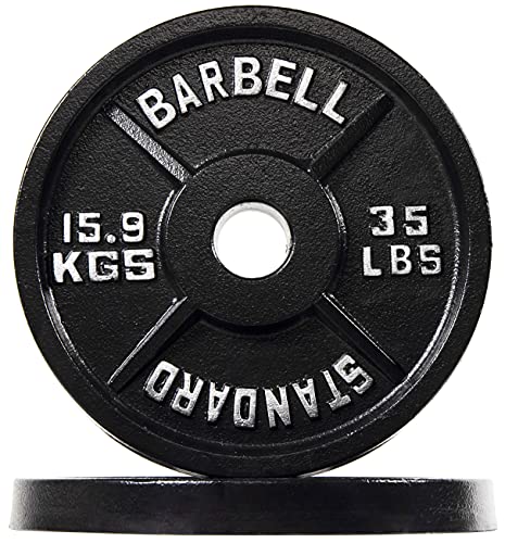 Olympic Cast Iron Weight Plates for Strength Training, Multiple Sizes S1890