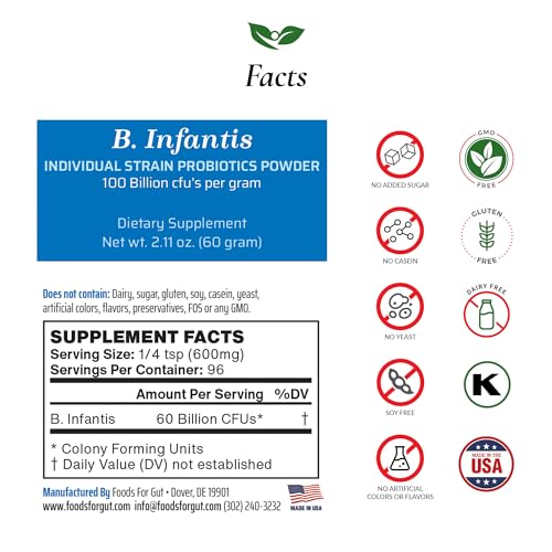 Bifidobacterium Infantis Probiotic Powder 100 Billion CFU, 60 Grams N7393