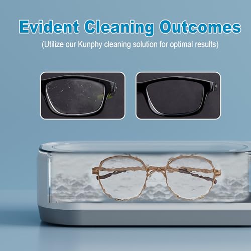 KUNPHY Ultrasonic Jewelry Cleaner, 12oz 46KHz, One-Touch Operation, White W240