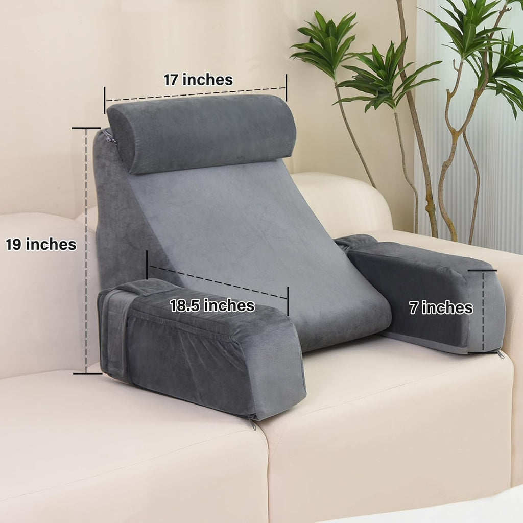 ENITYA Reading Pillow for Sitting in Bed Adult, Grey, Medium 19" Z539720