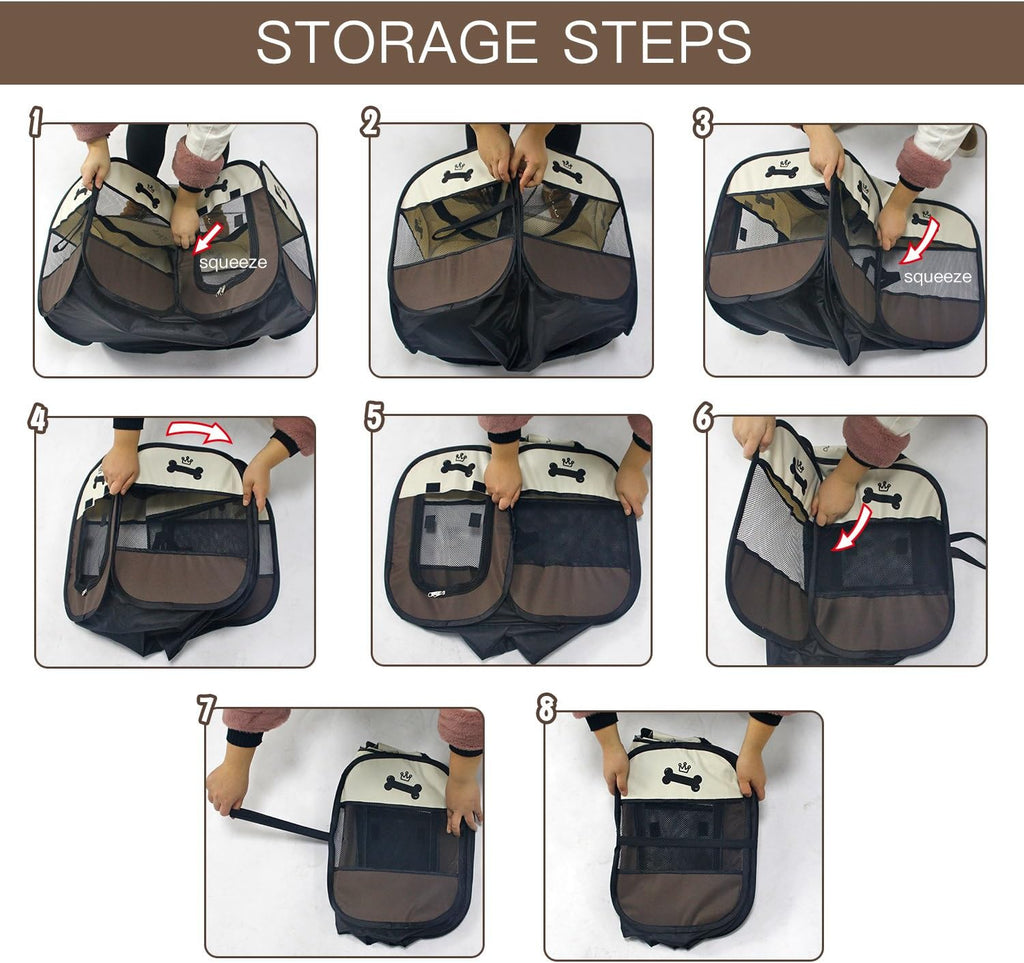 Portable Foldable Pet Playpen with Mesh Shade Cover H996608