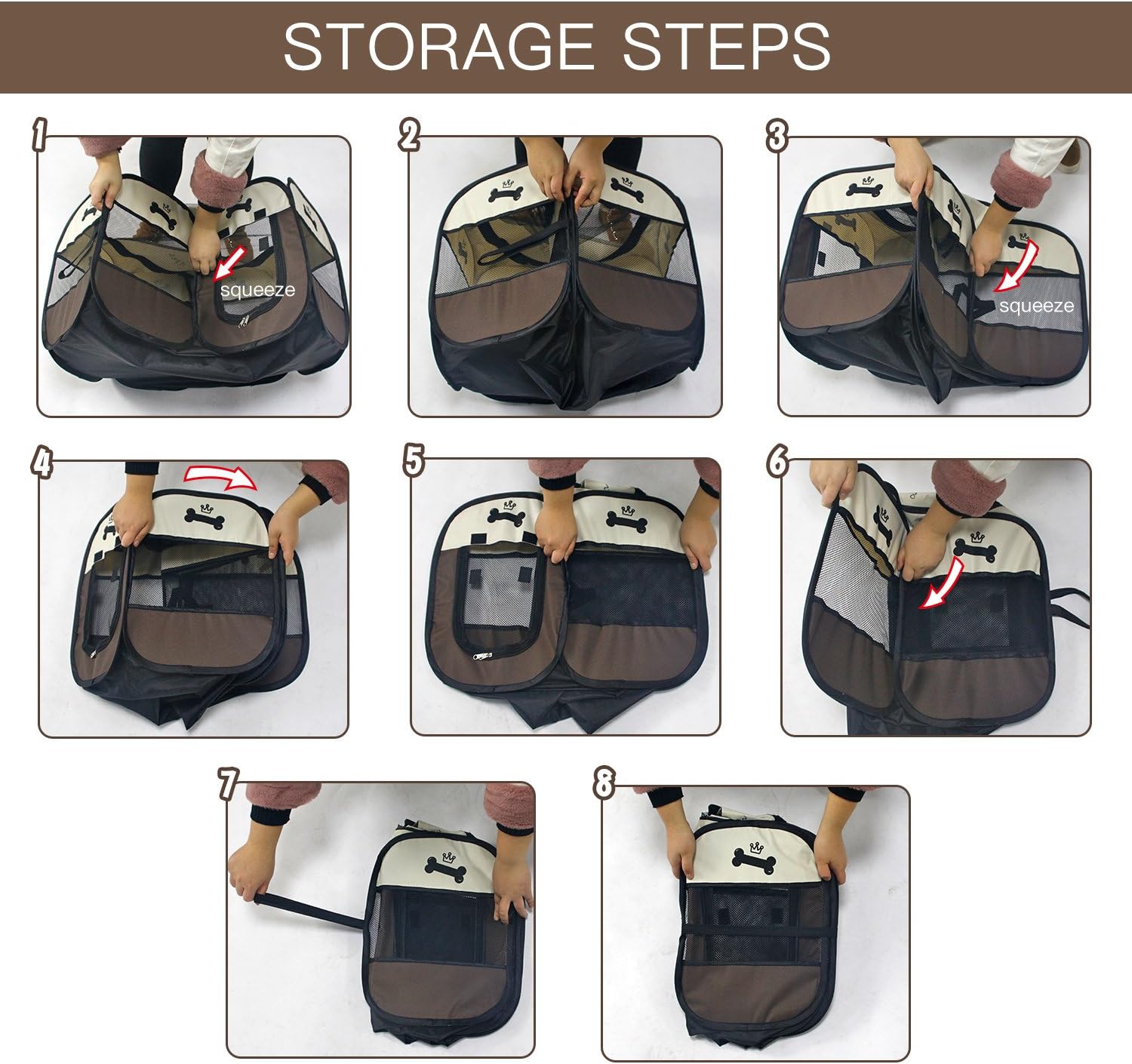 Portable Foldable Pet Playpen with Mesh Shade Cover H996608