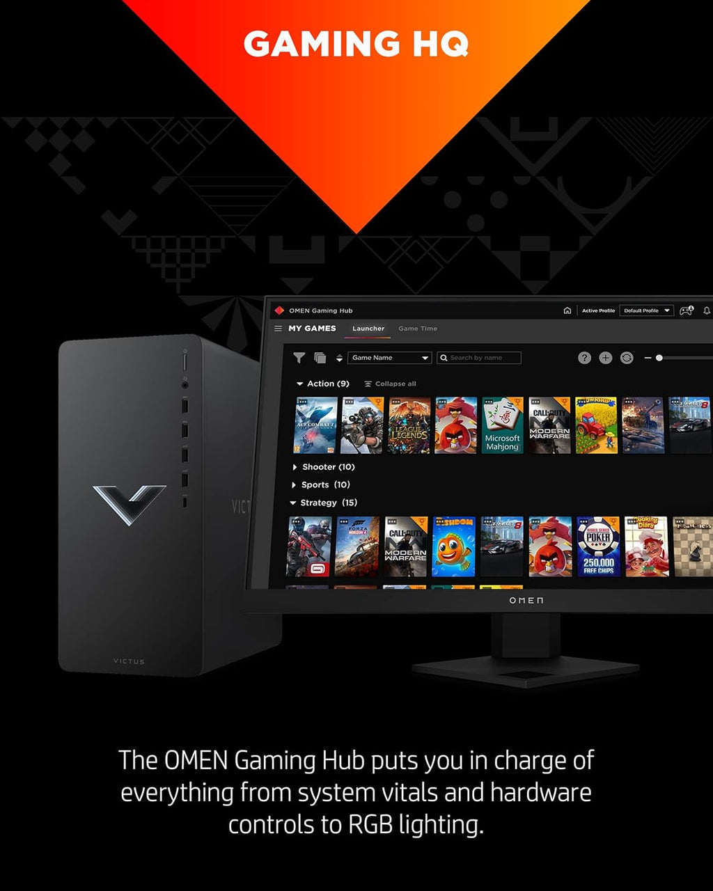 HP Victus 15L Gaming Desktop PC, AMD Ryzen 5 5600G, 32GB RAM, 1TB SSD, Windows 11 E534751