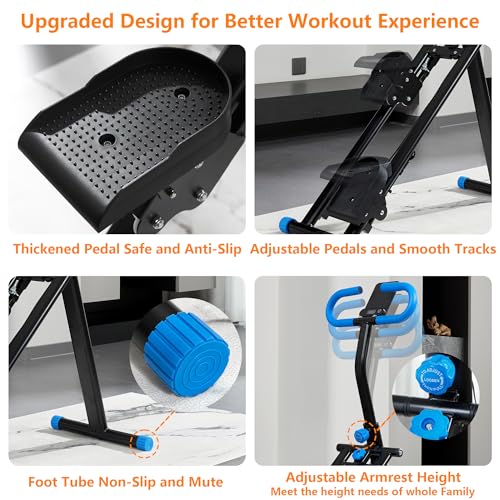 Folding Stair Stepper for Home Gym, Adjustable Handlebar & Pedals, 300LBS Load W2967