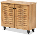 Baxton Studio Winda Oak Brown Finished Wood 2-Door Shoe Cabinet