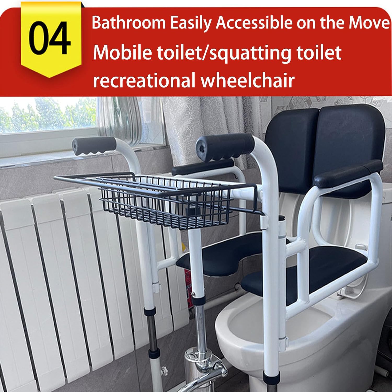 Hydraulic Patient Lift Transfer Chair for Home with 180° Split Seat, 440 Lbs Capacity Q808