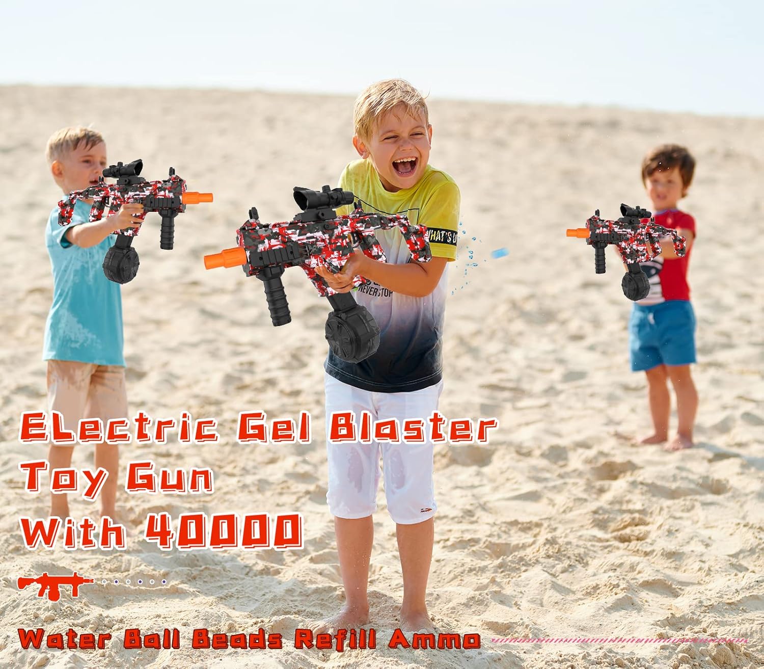JIFTOK Electric Gel Ball Blaster with Goggles, Rechargeable Splatter Ball Toy for Outdoor Shooting Games, Red L64169