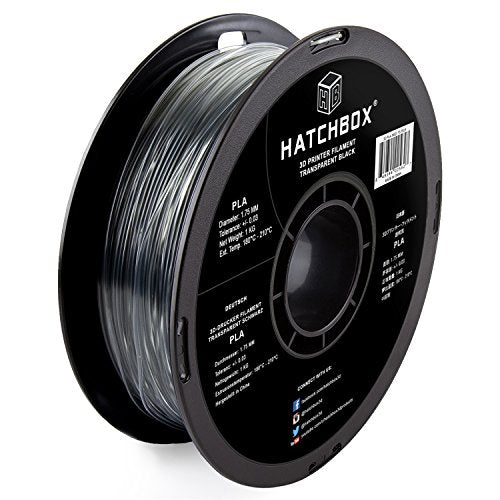 HATCHBOX PLA 3D Printer Filament, Dimensional Accuracy +/- 0.03 mm, 1 kg Spool, 1.75 mm, Transparent Blue