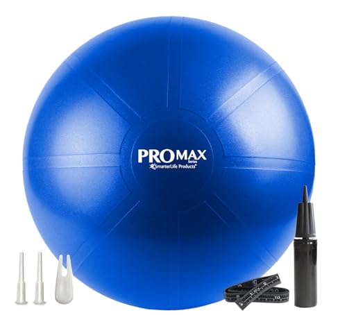 SmarterLife PRO MAX Workout Exercise Ball for Fitness, Yoga, Balance, Stability, or Birth Ball for Pregnancy and Labor, Great as Yoga Ball Chair for Office or Home Gym Equipment
